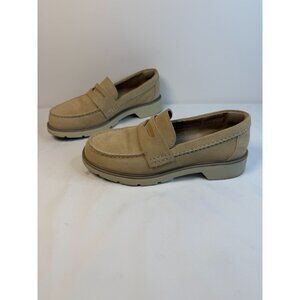 Sperry Wells Penny Loafer Women Size 7M Beige Suede Slip On Comfort Casual Shoe